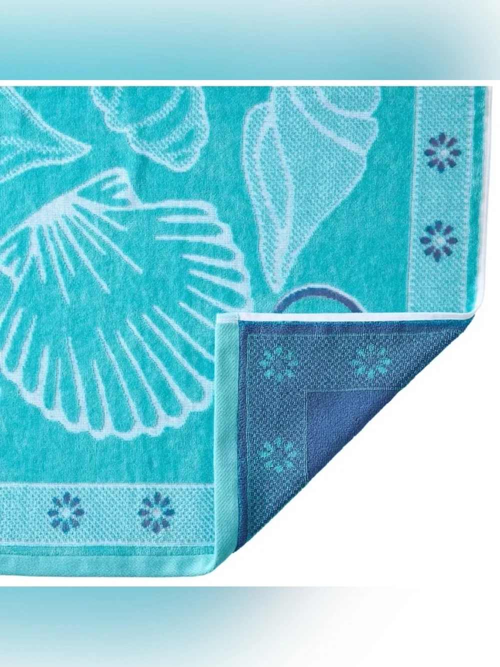 Seashells and Starfish Blue Turquoise Beach Towel